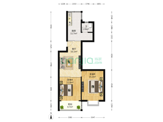 尤渡苑 2室1厅1卫 77平方