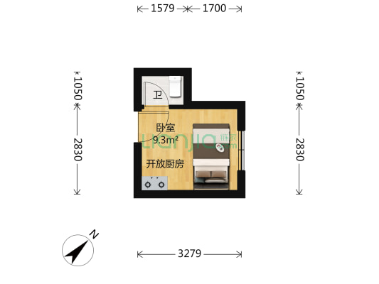 甲壳虫公寓 1室0厅1卫 19平方