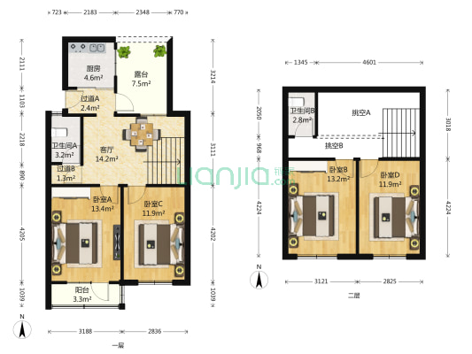 科学园南里六区 4室1厅2卫 111平方