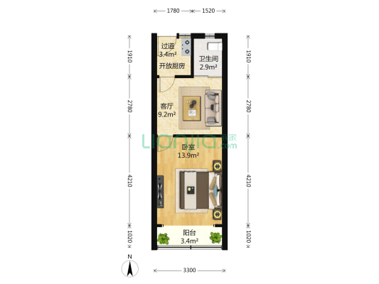 愚园路641弄 1室1厅1卫 43平方