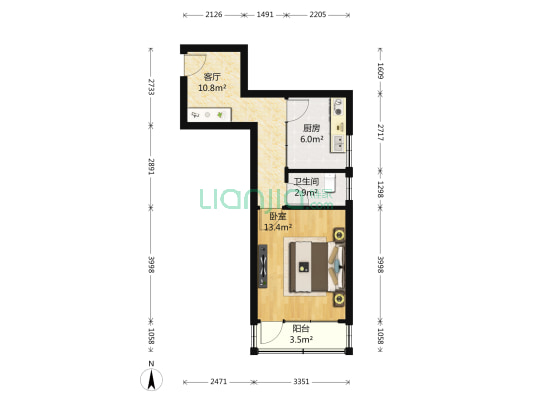 清溪大厦 1室1厅1卫 51平方