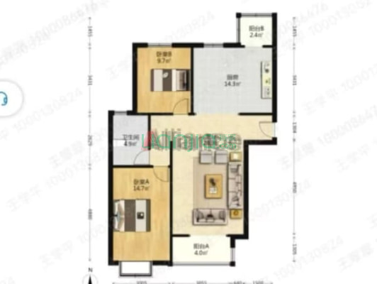 涿州城西 农大人才家园113平南北通透大两居急售-户型图