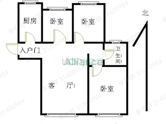 北京界三利中和城精装南北通透三居室离北京近的小区。-户型图