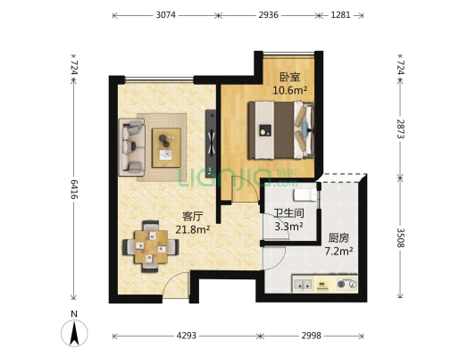 宗申青年国际 1室1厅1卫 59平方