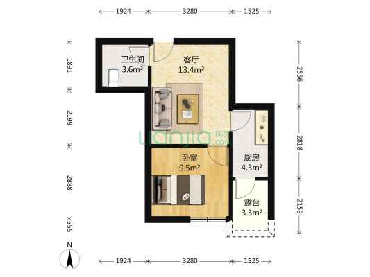 金纺馨公寓 1室1厅1卫 49平方