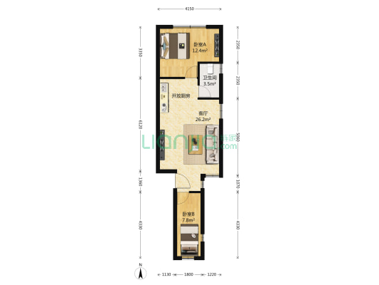 马克思公寓 2室1厅1卫 62平方