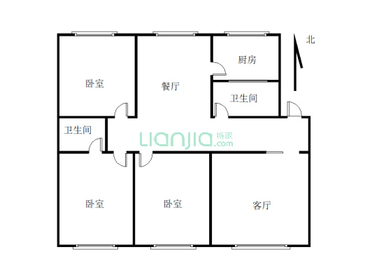 中新建材市场宿舍 3室2厅1厨2卫 158平米-户型图