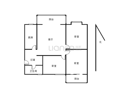 城北银华小区三室，交通便利，适合居住-户型图