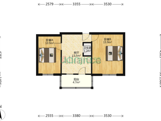 南关 四中附 近正规小两居，税少带小房随时过户-户型图
