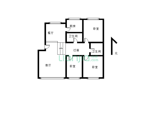 百合园步梯中层151.33平三室两卫越层可贷款无捆绑-户型图