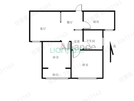 林海花园，电梯房，小两室，直接入住-户型图