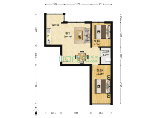 万锦民悦二期 2室1厅1卫 73平方