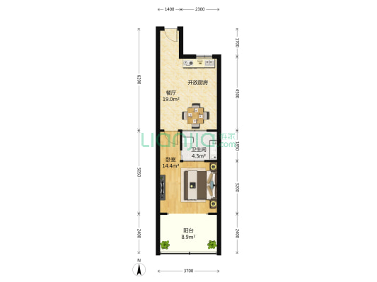 中通大厦 1室1厅1卫 79平方