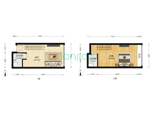 青年工社 1室1厅2卫 52平方