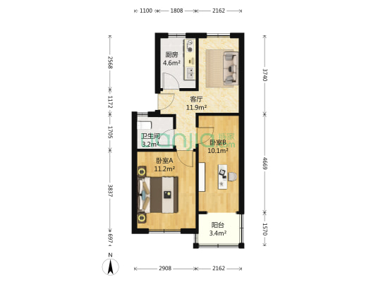 胜利新村 2室1厅1卫 65平方