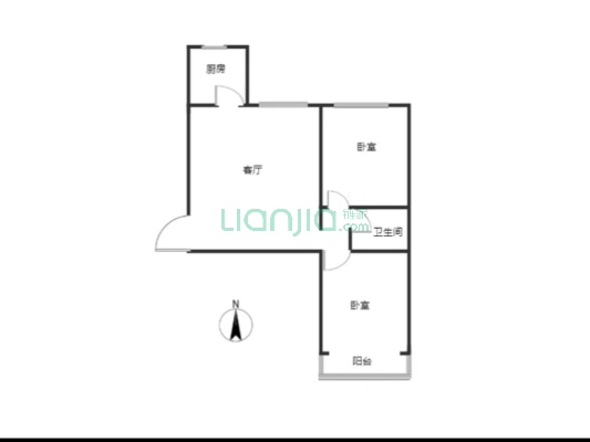 东大街电梯房 怡安馨居南北通透两居室中等装修-户型图