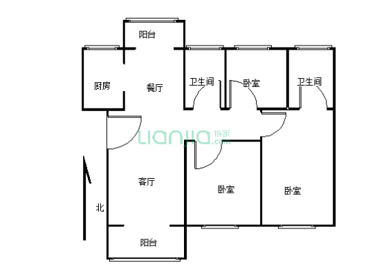 林溪美境中间楼层123平三室两厅两卫毛坯房-户型图