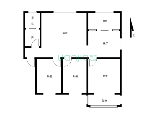 世纪景园三室向阳户型 步梯二楼 诚心出售小区楼间距宽-户型图