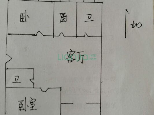 东方制药厂家属院南北通透大两居-户型图