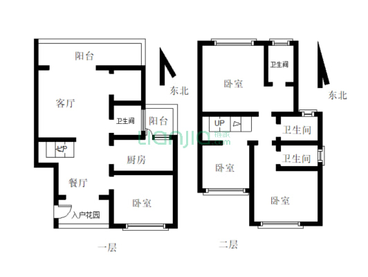 邦泰国际北区 精品叠拼别墅共上下3层，5房5卫带大露台-户型图