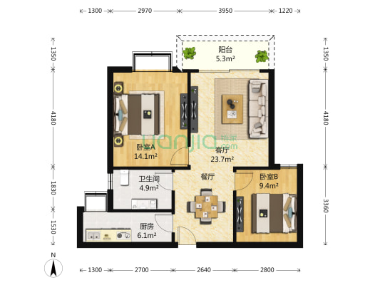 时代花园 2室1厅1卫 0平方