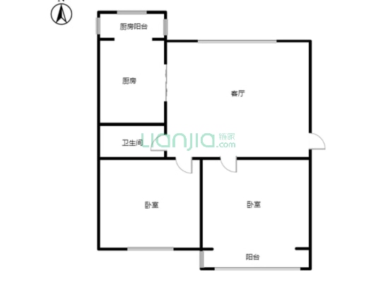 东安小区 2室1厅 南 北-户型图