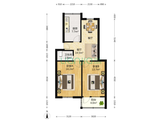 东汇路65号 2室2厅1卫 59平方