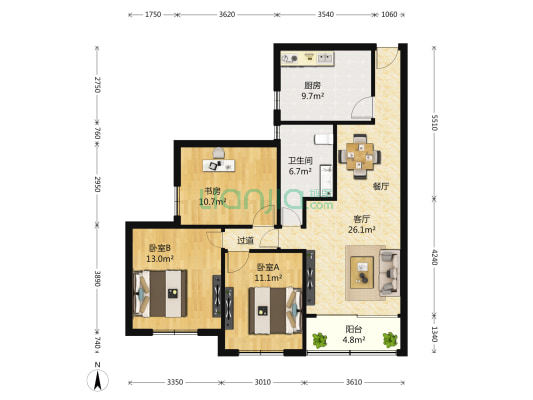 宜山路518弄 3室2厅1卫 130平方