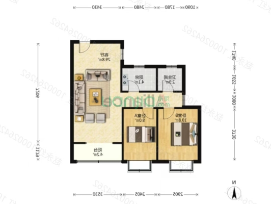 838沿线东仙坡鸿盛望京精装两居证满二-户型图