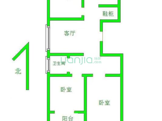 紫横家园东区 3室1厅 南 北-户型图