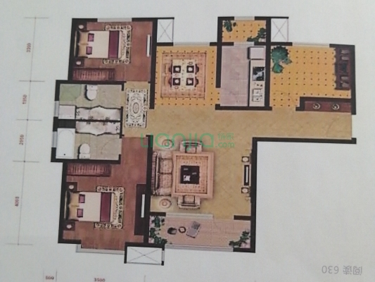 高铁新干线 3室2厅 南-户型图