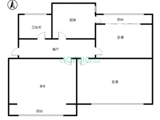 老交通局 2室2厅 南 北-户型图