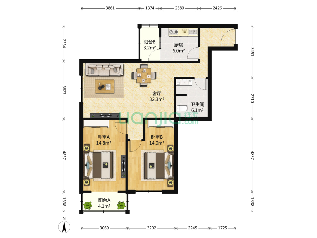 京铁家园 2室1厅 340万_北京六里桥京铁家园二手房推荐(北京链家网)