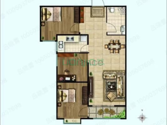 金域中央 小三居 中间楼层 采光无遮挡-户型图