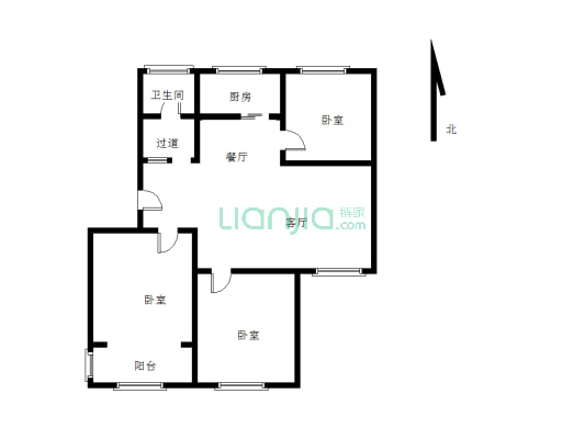 龙城新村 步梯四楼 精装三室 带家具家电-户型图