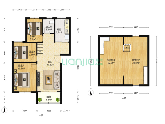 金盛公寓 3室1厅1卫 93平方
