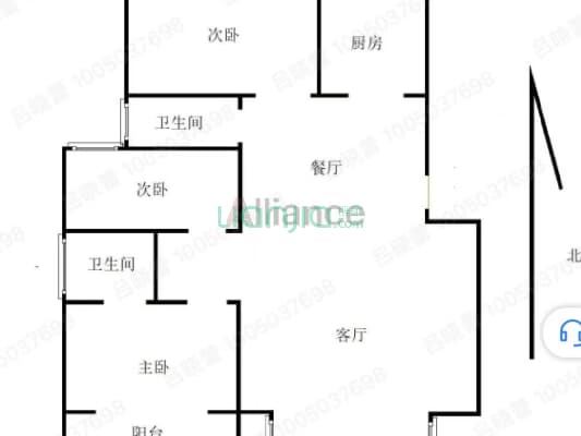 天保青花府  电梯洋房 采光无遮挡 南北通透大三居-户型图