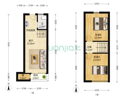 亿象新天地 2室1厅1卫 39平方
