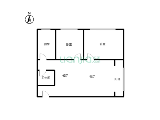 紫竹园 2室1厅 东北-户型图