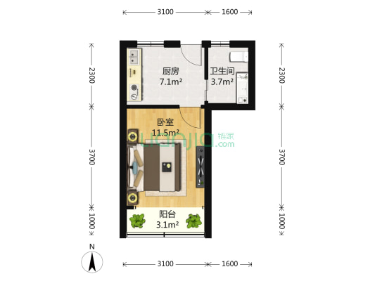 友谊新村 1室0厅1卫 30平方