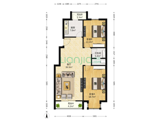 云河墅 2室1厅1卫 99平方