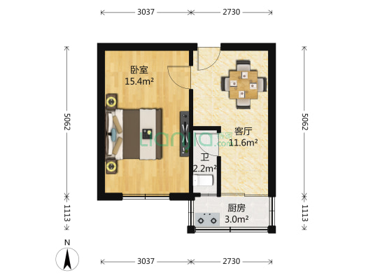 市服务公司 1室1厅1卫 41平方