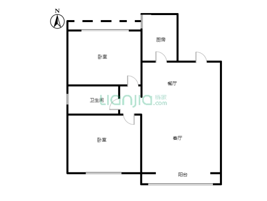 松林店好小区绿化好南北通透两居室价格可谈（二中）-户型图