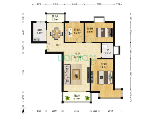 东景公寓 3室2厅1卫 0平方