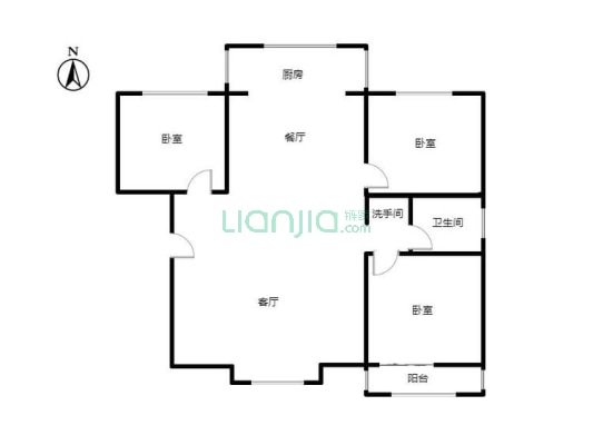 双塔板楼低楼层，南北三居，满五-户型图