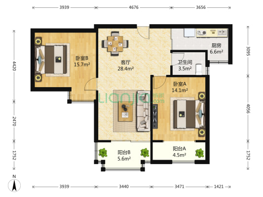 国信观湖湾 2室1厅1卫 88平方