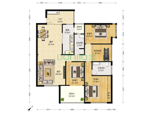 长城半岛城邦三期 4室2厅2卫 147平方