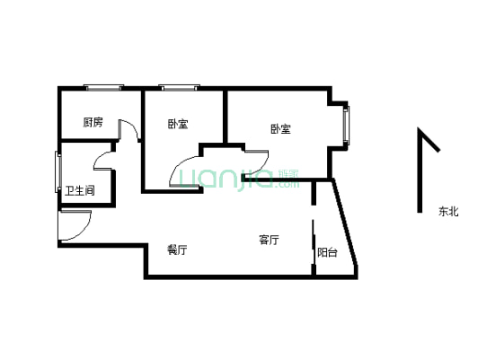 成熟小区，简单装修二室拎包入住-户型图