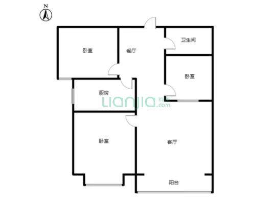 幸福城小区 2室2厅 南-户型图