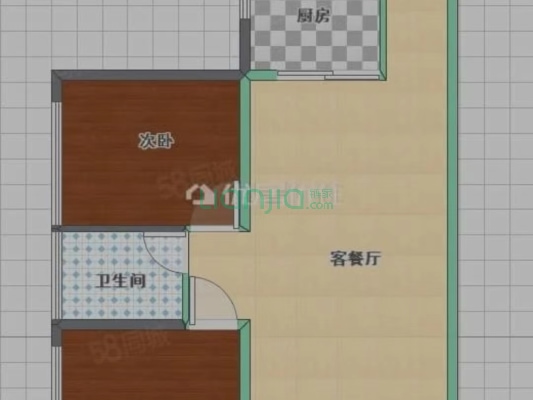 香江水岸新城，精装修两房两厅，家具家电齐全，满两年-户型图
